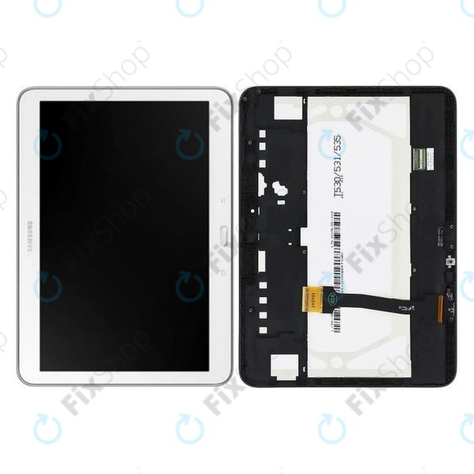 Samsung Galaxy Tab 4 10.1 T530 - LCD Display + Touchscreen Front Glas + Rahmen (White) - GH97-15849B Genuine Service Pack
