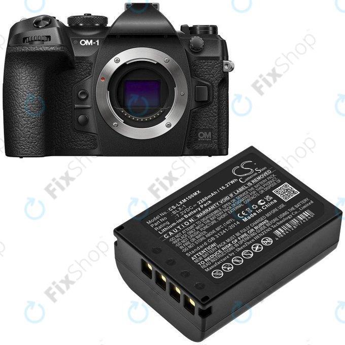 Batterie für Olympus OM SYSTEM OM-1, OM-1 Mirrorless, 2260mAh, Li-Ion, 7.2V, BLX-1, HQ
