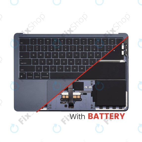 Oberer Tastaturrahmen für MacBook Air 13", A3113 (2024), mit US-Tastatur und Akku, Midnight, 661-40230, Genuine Apple