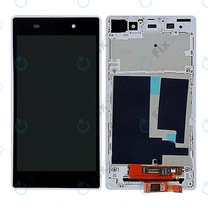 Sony Xperia Z1 L39h - LCD Display + Touchscreen Front Glas + Rahmen (White) TFT