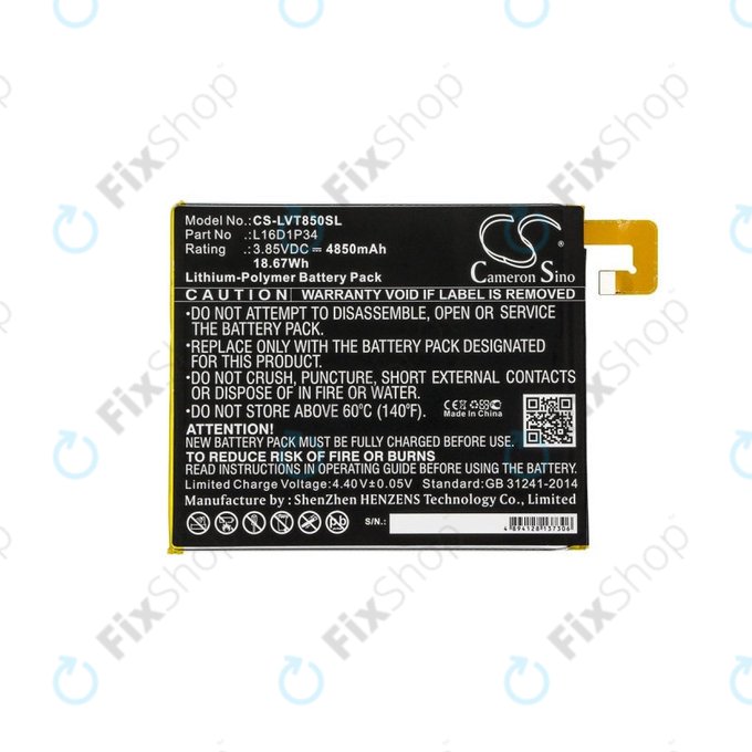 Batterie für Lenovo Tab 4, Lenovo TB850, 4850mAh, Li-Pol, 3.85V, L16D1P34, HQ