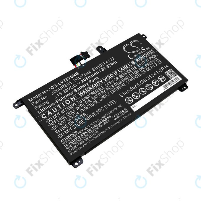 Batterie für Lenovo ThinkPad P51s, P52s, T570, T580, 2050mAh, Li-Pol, 15.28V, 00UR891, HQ