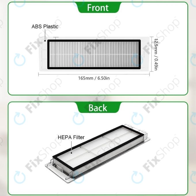 Xiaomi Roborock S5, S5 Max, S6, S6 MaxV, S6 Pure, E4, E5, Mijia 1S, Mi Robot Vacuum Mop 1S, Xiaowa E2, E3, Lite C10 - Staubfilter (2Stk.)