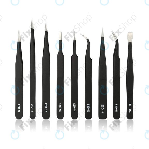ESD Antistatik-Edelstahl-Pinzetten-Set 9in1