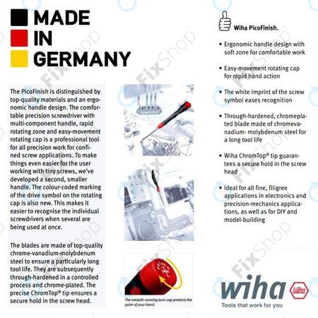 Wiha PicoFinish® 260P - Präzisionsschraubendreher - Schlitz 1,2mm