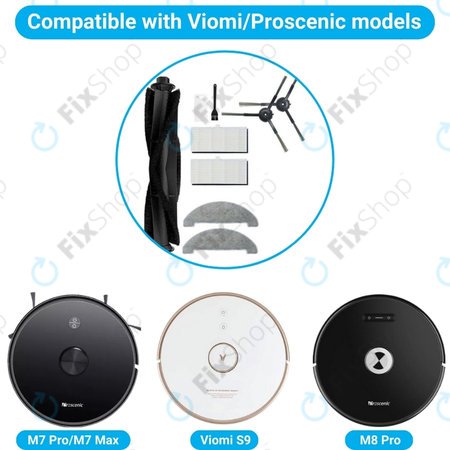 Xiaomi Viomi S9, Proscenic M7 Pro, M7 Max, M8 Pro - Standard-Set (Schwarz)