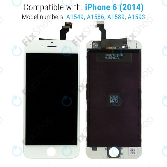 Display für iPhone 6, White, Touchscreen-Glas mit Rahmen, Refurbished