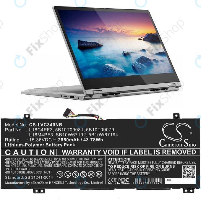 Akku batterie für Lenovo Ideapad C340, Ideapad Flex, 2850mAh, Li-Pol, 15.36V, L18C4PF3, HQ