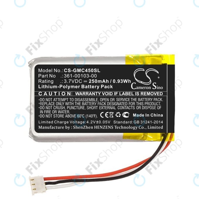 Akku batterie für Garmin DashCam 45, DashCam 46, DashCam 55, DashCam 56, DashCam 66, 250mAh, Li-Pol, 3.7V, 361-00103-00, HQ