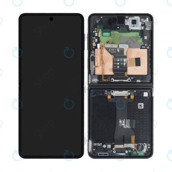Samsung Galaxy Z Flip 7 F766B - LCD Display + Touchscreen Front Glas + Rahmen (Jetblack) - GH82-37581C Genuine Service Pack