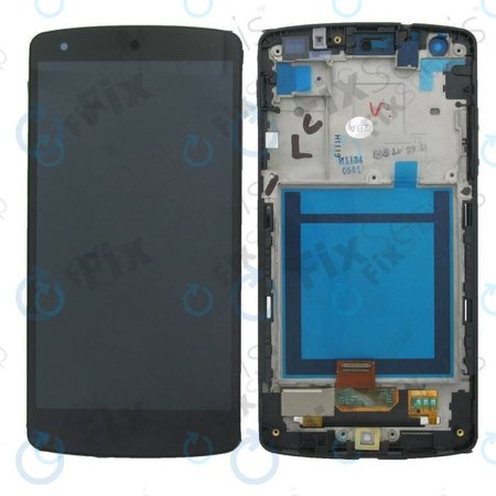 LG Nexus 5 D821 - LCD Display + Touchscreen Front Glas + Rahmen (Black) - ACQ86661402 Genuine Service Pack