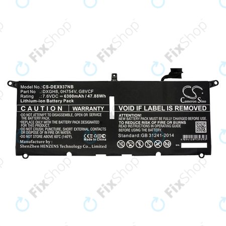 Akku batterie für Dell XPS 13 9370, 6300mAh, Li-Ion, 7.6V, DXGH8, HQ