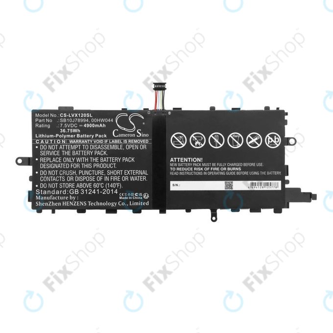 Akku batterie für Lenovo Thinkpad X1 Tablet, 4900mAh, Li-Pol, 7.5V, SB10J78994, HQ