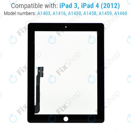 Apple iPad 3, iPad 4 - Touchscreen Front Glas + Home Taste (Black)