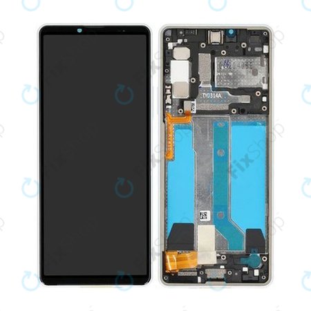 Sony Xperia 10 IV XQCC54 - LCD Display + Touchscreen Front Glas + Rahmen (White) - A5047174A Genuine Service Pack