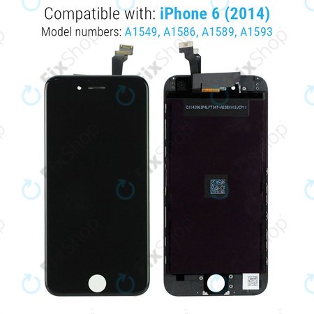 Apple iPhone 6 - LCD Display + Touchscreen Front Glas + Rahmen (Black) TFT