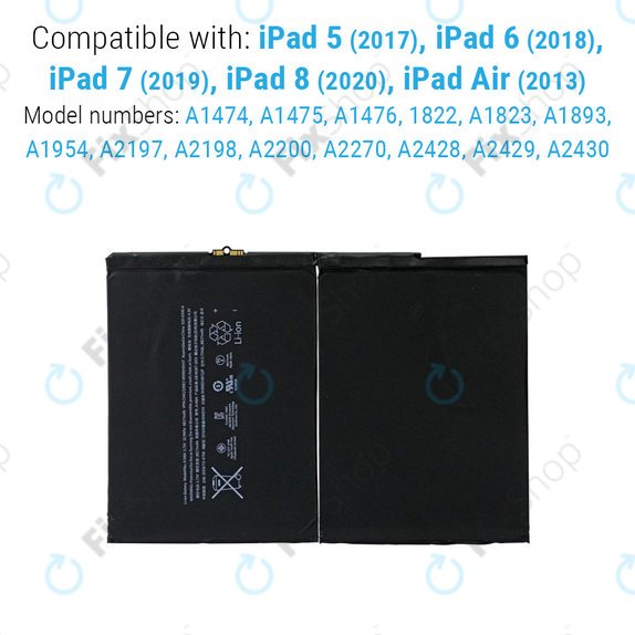 Akku Batterie für iPad Air, iPad (5th Gen 2017 - 9th Gen 2021), 8827mAh