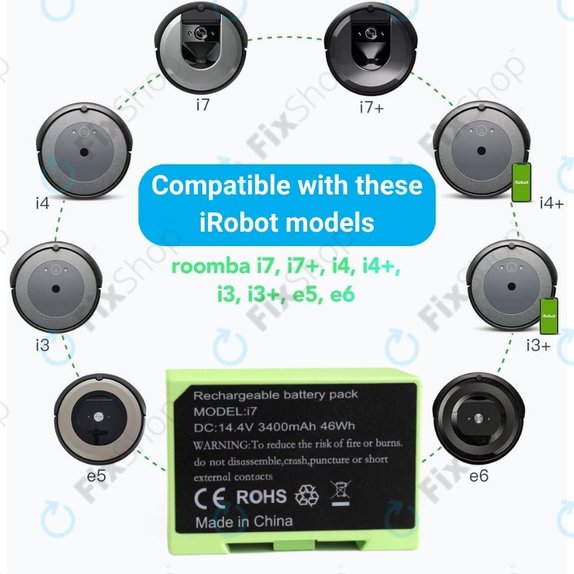iRobot Roomba e-series, i-series - Akku Batterie ABL-D1, 4624864, ABL-D2 Li-Ion 14.4V 3400mAh