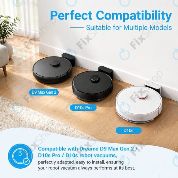 Ersatzteilset für Xiaomi Dreame D9 Max Gen2, D10s, D10s Pro (2x Hauptbürste, 4x Filter, 4x Seitenbürste – schwarz, 4x Wischtuch)