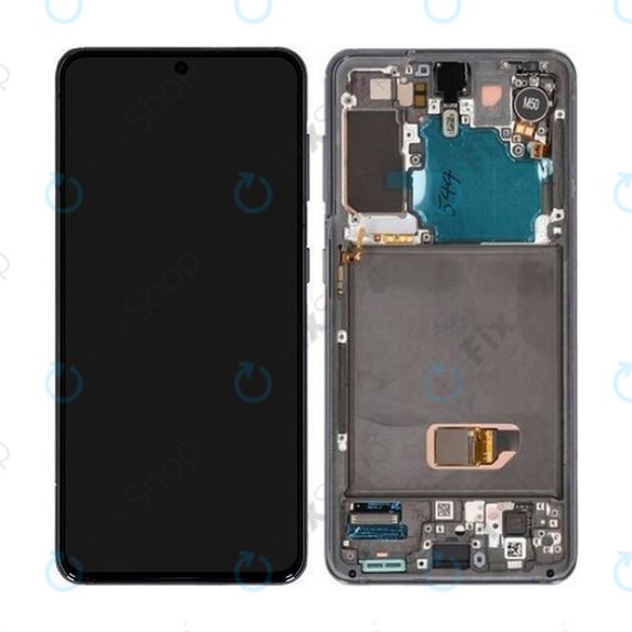 Samsung Galaxy S21 G991B - LCD Display + Touchscreen Front Glas + Rahmen (Phantom Gray) - GH82-24544A, GH82-24545A, GH82-27255A Genuine Service Pack
