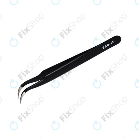 Vetus ESD-15 - Antistatische Metallpinzette mit gebogener Spitze (120 mm)