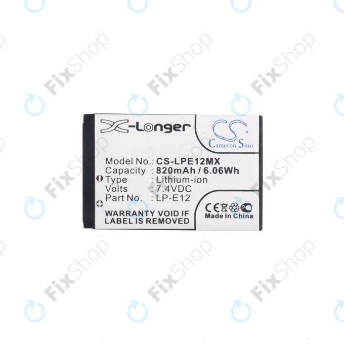 Canon EOS 100D, M, M2, M10, M50, M100, Kiss X7, SL1, PowerShot SX70 HS, Rebel SL1 - Akku Batterie LP-E12 Li-Ion 820mAh HQ