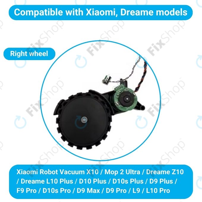Xiaomi Robot Vacuum X10, Dreame Z10 Pro, L10 Plus, D10 Plus - Rad mit Motor (Rechts) (Schwarz)
