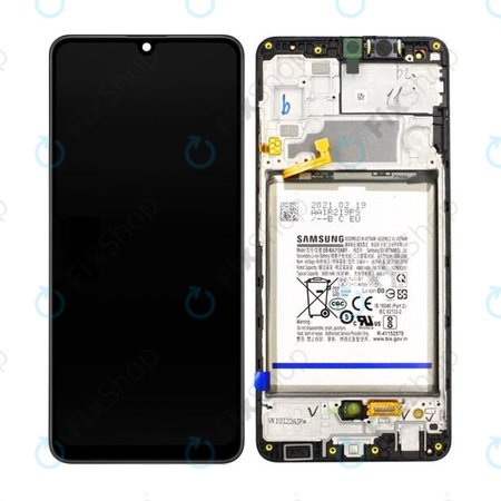 Samsung Galaxy A32 A325F - LCD Display + Touchscreen Front Glas + Rahmen + Akku Batterie (Awesome Black) - GH82-25611A, GH82-25612A Genuine Service Pack