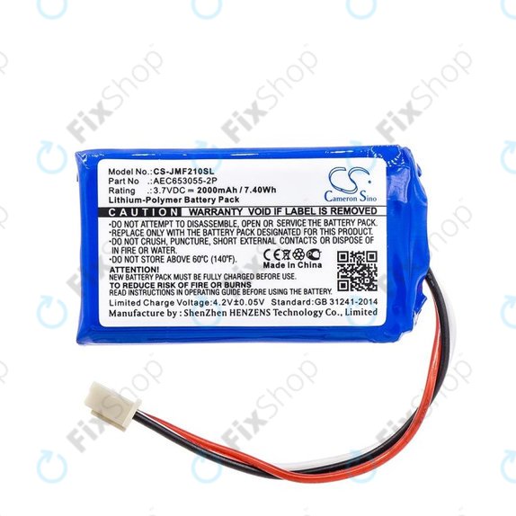 Akku batterie für JBL Flip 2 (2013), 2000mAh, Li-Pol, 3.7V, AEC653055-2P, HQ