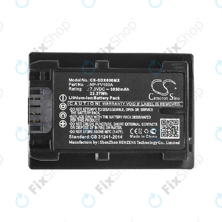 Batterie für Sony Fdr-Ax33, Sony Fdr-Ax40, 3050mAh, Li-Ion, 7.3V, NP-FV100A, HQ