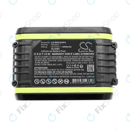Akku batterie für Worx WX800.9 MAX, WX-JCR.9, 4950mAh, Li-Ion, 20V, WA3551.1, HQ