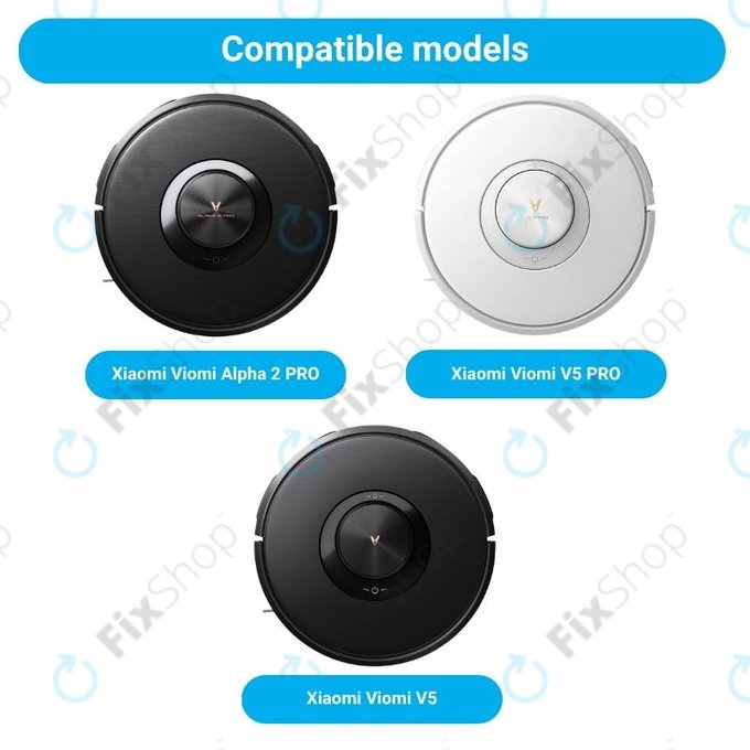 Ersatzteilset für Xiaomi Viomi Alpha 2 PRO, V5 PRO, V5 (1x Hauptbürste, 2x Filter, 2x Seitenbürsten)