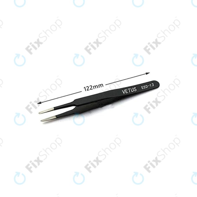 Vetus ESD-13 - Antistatische Metallpinzette mit flacher Spitze (115mm)