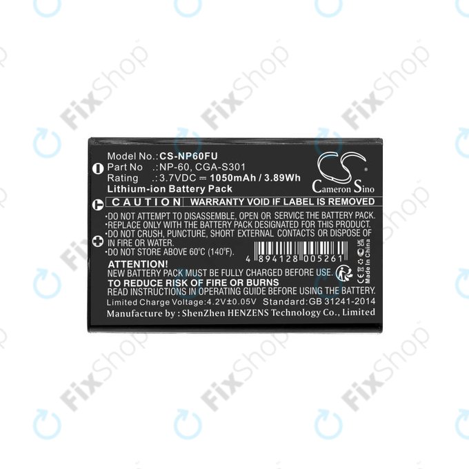 Akku batterie für Agfa, HP Photosmart, Toshiba Camileo, 1050mAh, Li-Ion, 3.7V, NP-60, COMA-BP1, HQ