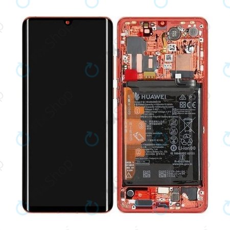 Huawei P30 Pro - LCD-Display + Touchglas + Rahmen + Akku Batterie (Amber Sunrise) - 02352PGK Genuine Service Pack
