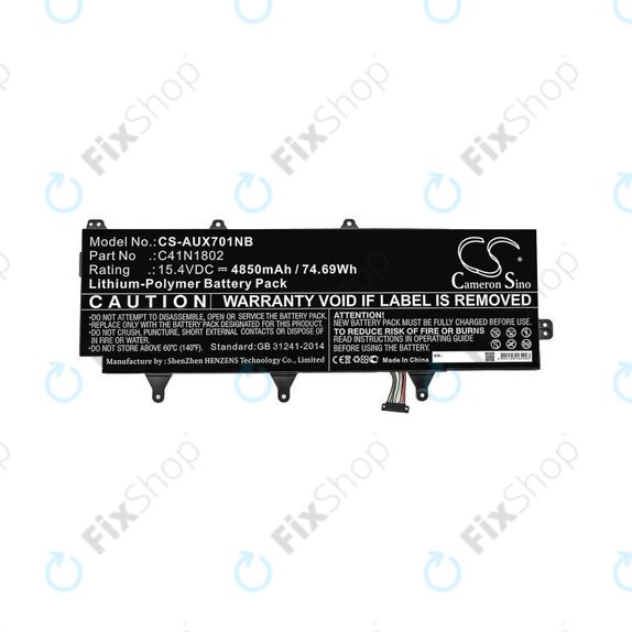 Batterie für Asus Zephyrus Gx701, Rog Zephyrus S Gx701, Rog Gx701, 4850mAh, Li-Pol, 15.4V, C41N1802, HQ