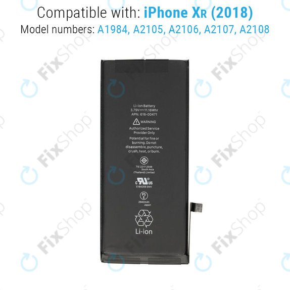Akku Batterie für iPhone XR, 2942mAh