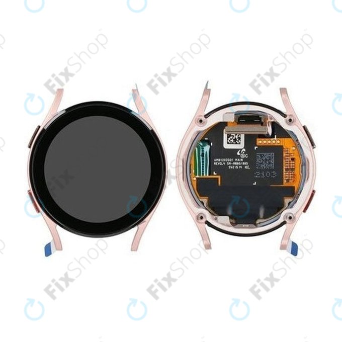 Samsung Galaxy Watch 4 40mm R865 - LCD Display + Touchscreen Front Glas + Rahmen (Pink Gold) - GH97-26411D Genuine Service Pack