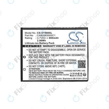 Batterie für Alcatel Onetouch, 800mAh, Li-ion, 3.7V, BTR510AB, HQ