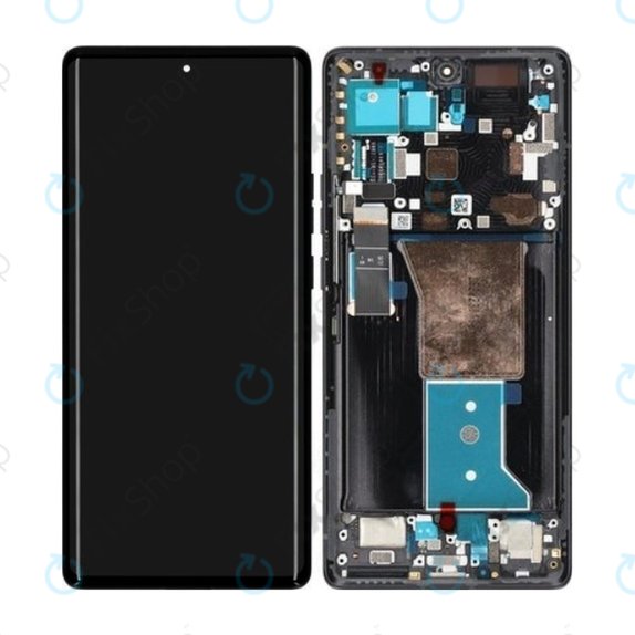 Motorola Edge 40 Pro - LCD Display + Touchscreen Front Glas + Rahmen (Interstellar Black) - 5D68C21986 Genuine Service Pack