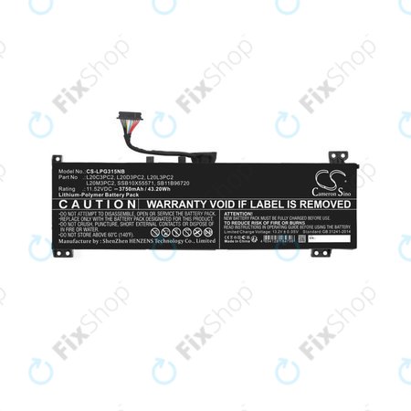 Batterie für Lenovo IdeaPad Gaming 3, 3750mAh, Li-Pol, 11.52V, L20C3PC2, HQ
