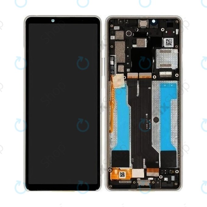Sony Xperia 10 III - LCD Display + Touchscreen Front Glas + Rahmen (White) - A5034093A Genuine Service Pack