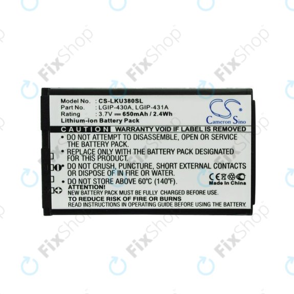 Akku batterie für LG 230 Nite, 650mAh, Li-Ion, 3.7V, LGIP-430A, HQ