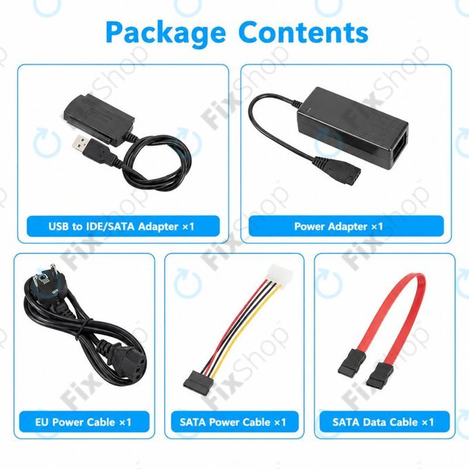 USB 2.0 auf IDE / SATA Adapter für 2,5" und 3,5" HDD/SSD, mit EU-Netzteil