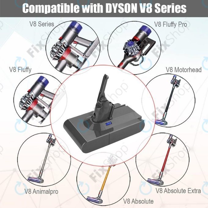 Dyson V8 - Akku Batterie 215681, PM8-US-HFB1497A Li-Ion 21.6V 3000mAh