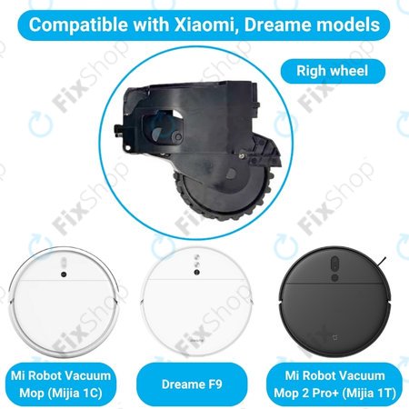 Xiaomi Dreame F9, Mi Robot Vacuum Mop (Mijia 1C), 2 Pro+ (Mijia 1T) - Rad mit Motor (Rechts) (Schwarz)
