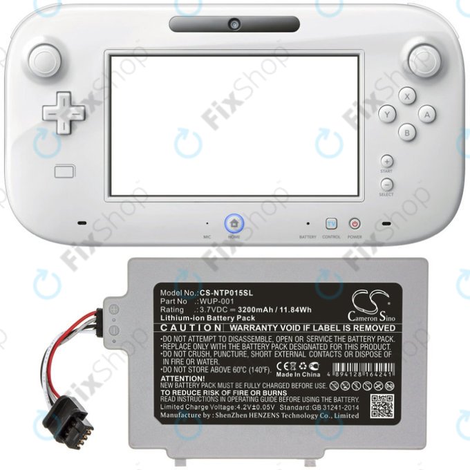 Batterie für Nintendo Wii U GamePad, 3200mAh, Li-Ion, 3.7V, WUP-001, HQ