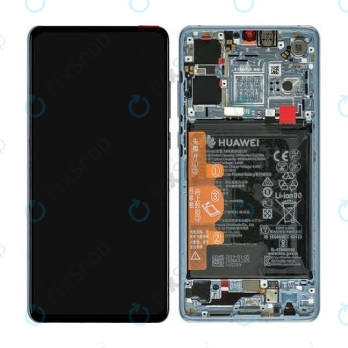 Huawei P30 - LCD Display + Touchscreen Front Glas + Rahmen + Akku Batterie (Breathing Crystal) - 02352NLP, 02354HMF, 02354KUB Genuine Service Pack