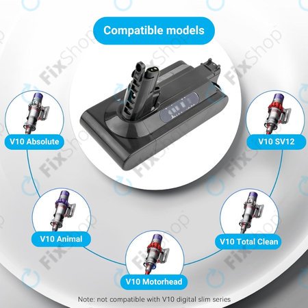 Dyson V10 - Akku Batterie 969352-02, SV12, 206340 Li-Ion 25.2V 2500mAh HQ