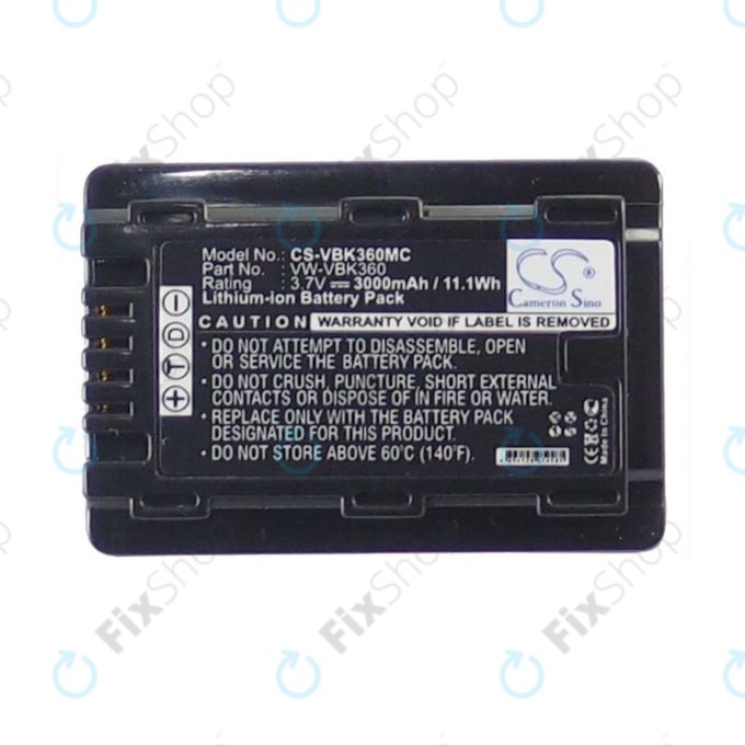 Akku batterie für Panasonic HC, HDC, SDR, 3000mAh, Li-Ion, 3.7V, VW-VBK360, HQ